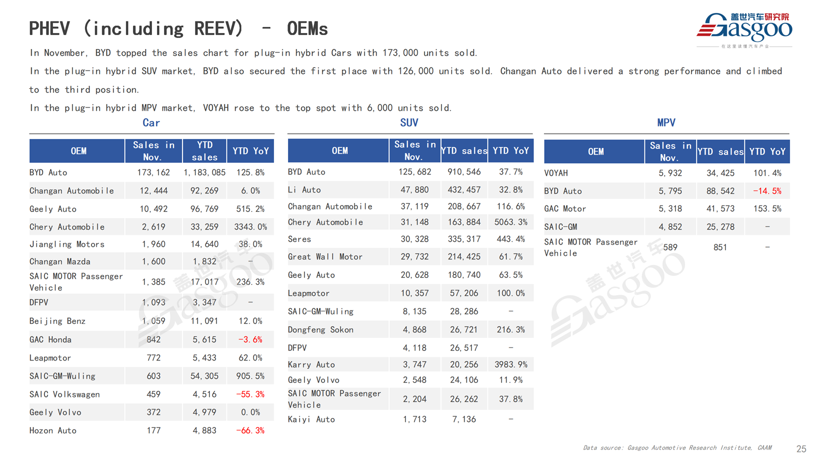 【November 2024】China Passenger Vehicle Sales Analysis