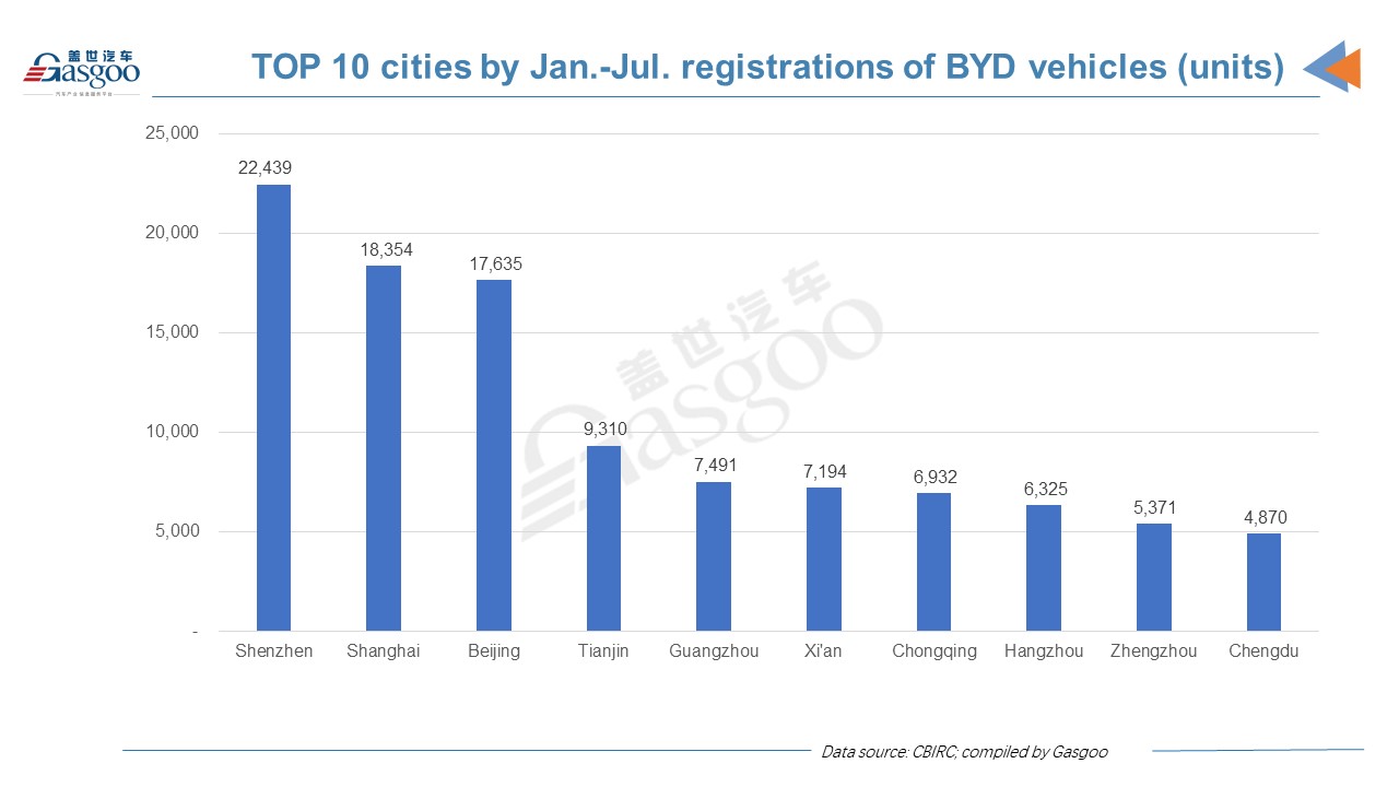 Car and City: July 2021 registrations of BYD vehicles