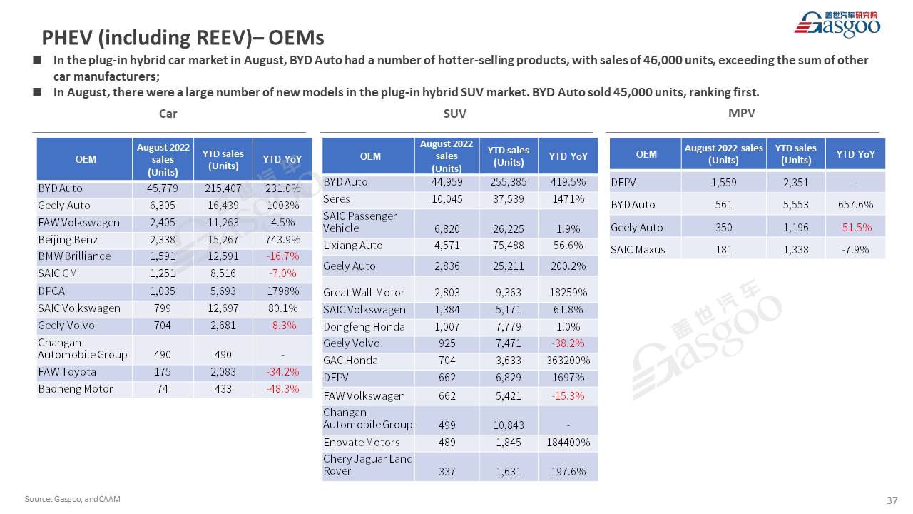 【August 2022】China Passenger Vehicle Sales Analysis