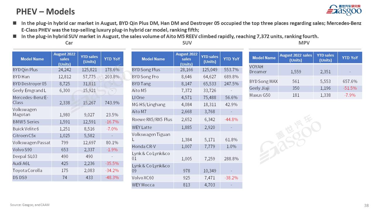 【August 2022】China Passenger Vehicle Sales Analysis