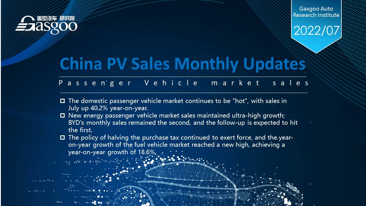 【July 2022】China Passenger Vehicle Sales Analysis