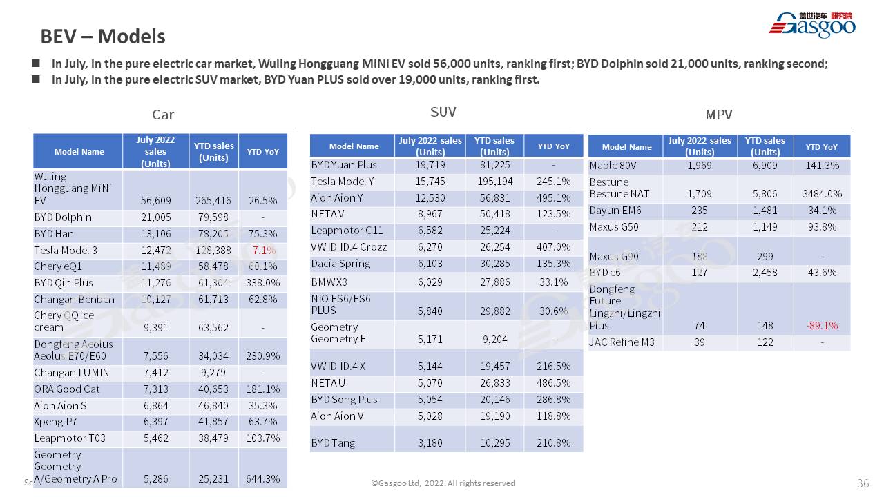 【July 2022】China Passenger Vehicle Sales Analysis