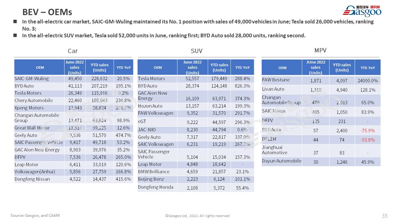 【June 2022】China Passenger Vehicle Sales Analysis