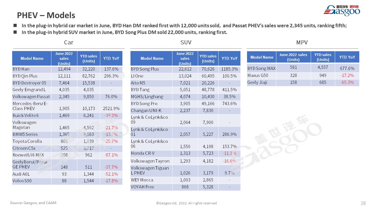 【June 2022】China Passenger Vehicle Sales Analysis