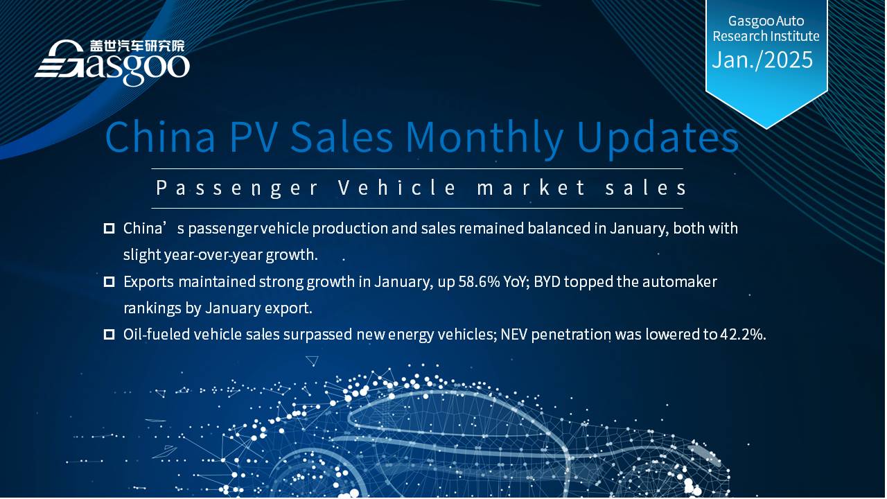 【January 2025】China Passenger Vehicle Sales Analysis