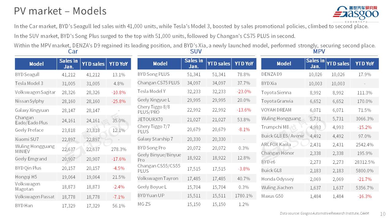 【January 2025】China Passenger Vehicle Sales Analysis