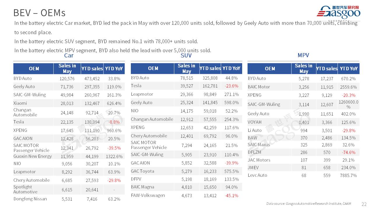 【May 2025】China Passenger Vehicle Sales Analysis