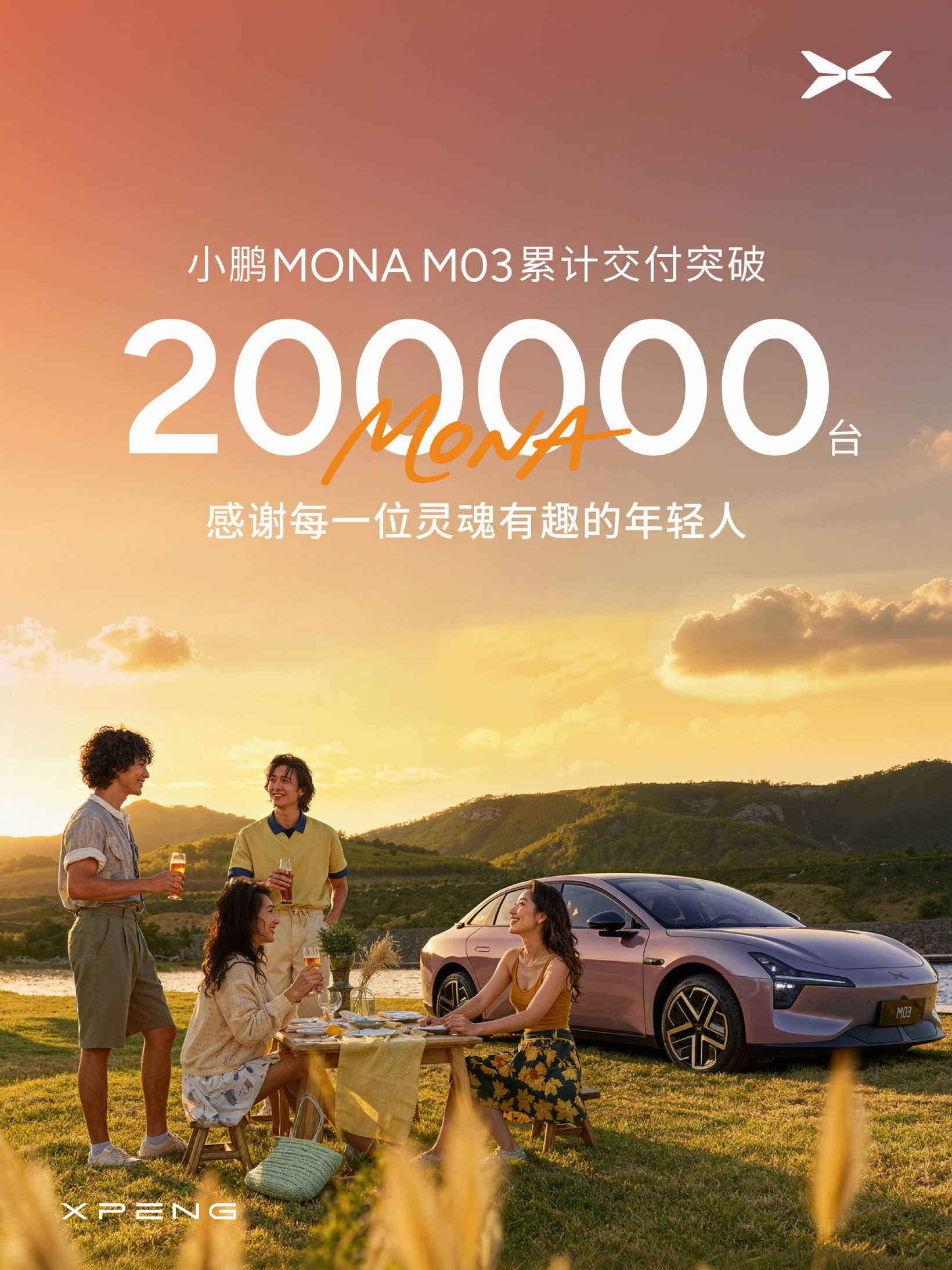 XPENG's MONA M03 surpasses 200,000 units of deliveries in just 14 months