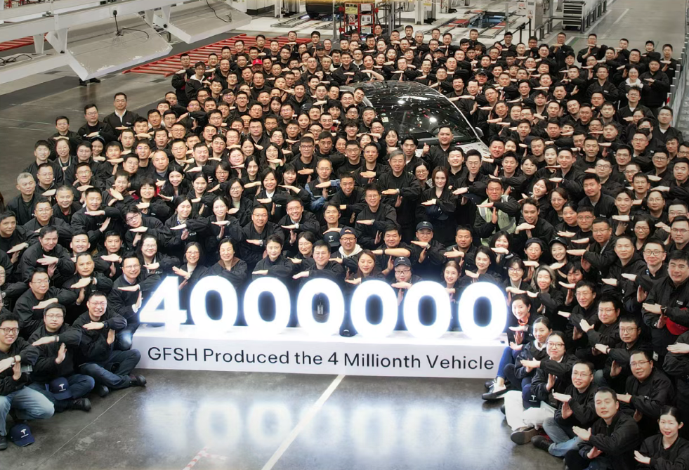 Tesla's Gigafactory Shanghai rolls out its 4 millionth vehicle as production tempo accelerates